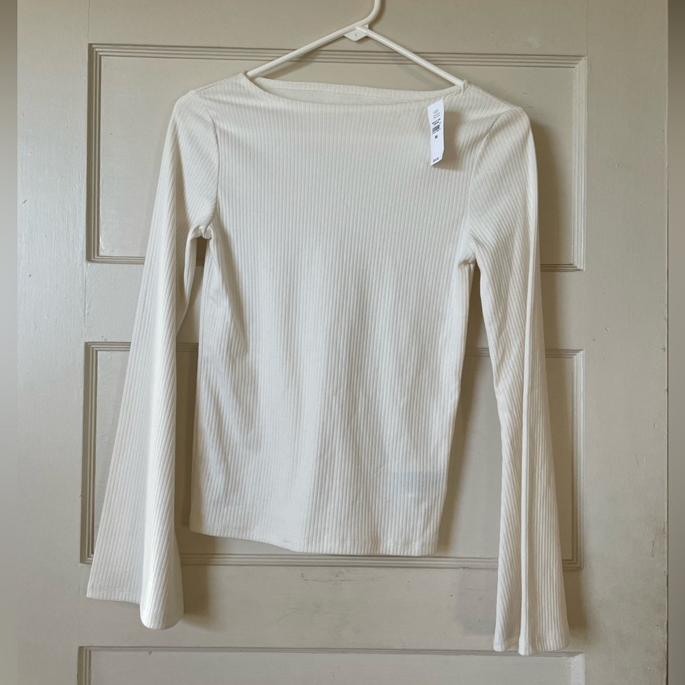 GAP Ribbed Long Flared Sleeve Top Size XS NWT